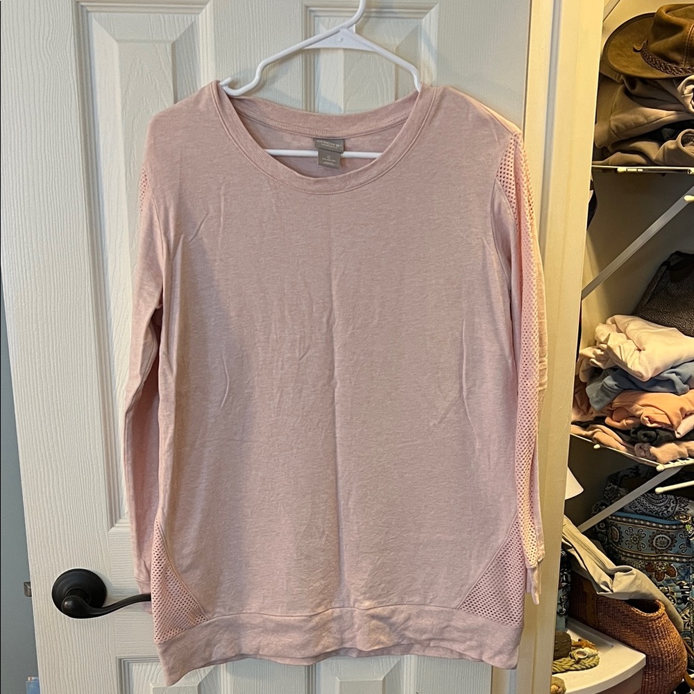 Chico's Pink Sweatshirt with Mesh Sleeves; Size 0